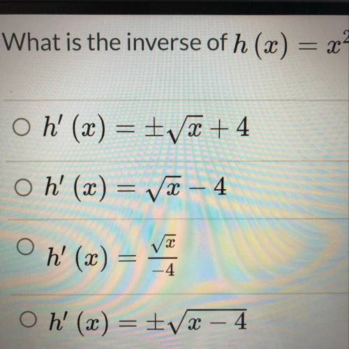 What is the inverse of h (x) = x2 + 4?