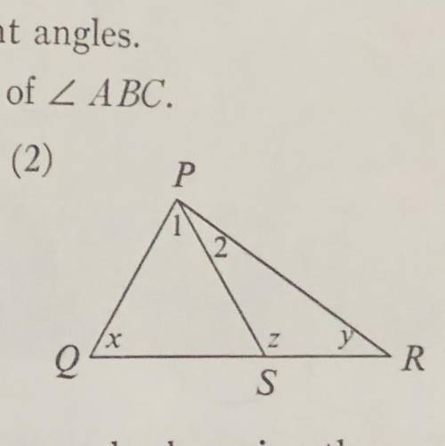 pLS HELP ME In figure 2 name each of the following angles by using three capital letters￼￼: x,y,z,P
