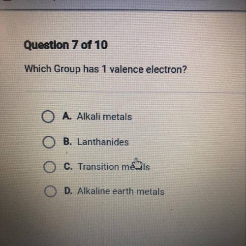 Which group has 1 valence electron?