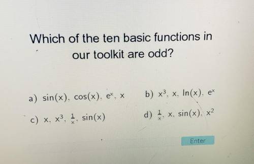 Which of the ten basic functions in our toolkit are odd?