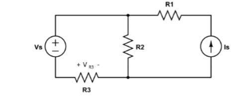 Below is a circuit schematic of sources and resistors (Figure 3). VS = 10V , R1 = 100Ω, R2 = 50Ω, R