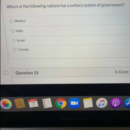 Which of the following nations has a unitary system of government?