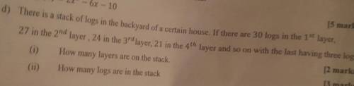 15 ma

1) There is a stack of logs in the backyard of a certain house. If there are 30 logs in the
