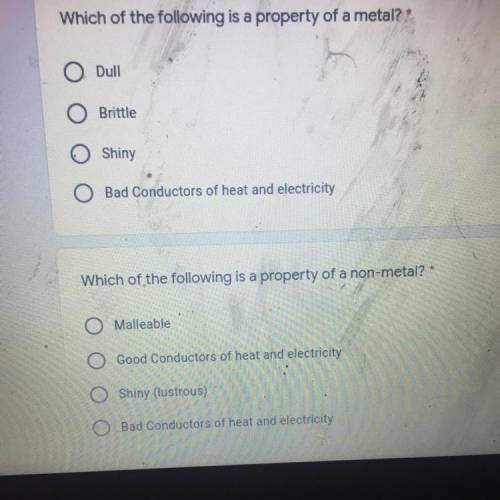 Which of the following is a property of a metal

And can someone help with the last one as well