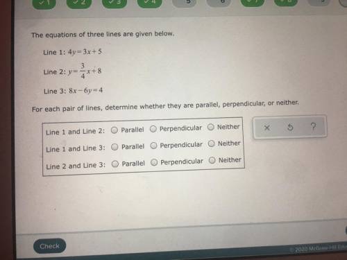 Determine parallel, perpendicular, or neither!