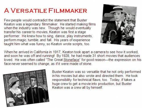￼ How do the photographs help you understand how Buster Keaton got the nickname “The Great Stonefac
