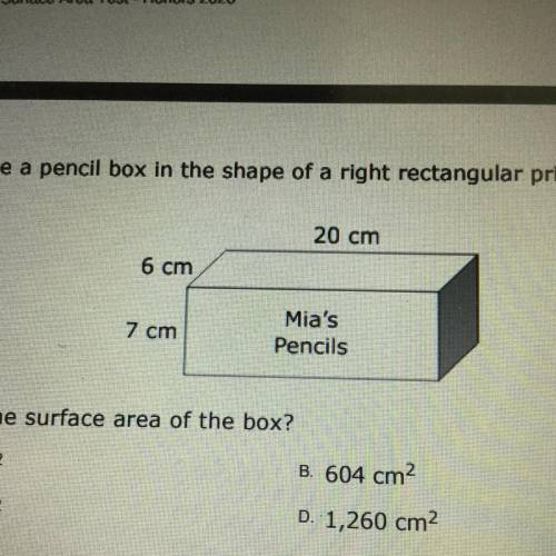 I need to find the surface are of the rectangular prism
