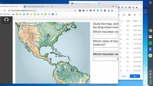 Study the map, and then answer the questions using the drop-down menus. Which mountain range is lo