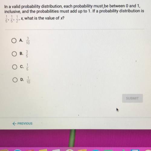 In a valid probability distribution, each probability must be between 0 and 1,

inclusive, and the