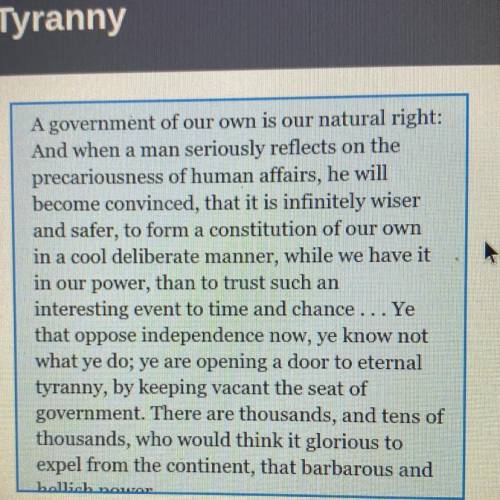 What does Paine say the colonists have a right to

do?
Take time to think about what to do next
o