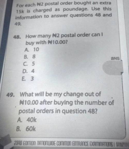 Hi.

I need help with these questionsPlease show workingsThe remaining options for No 49 are :a. 4