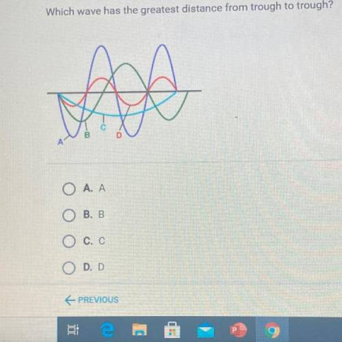 Which wave has the greatest distance from trough to trough?