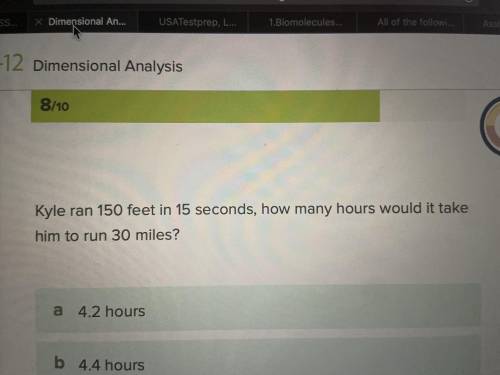 Kyle ran 150 feet and 15 seconds how many hours would it take him to run 30 miles
