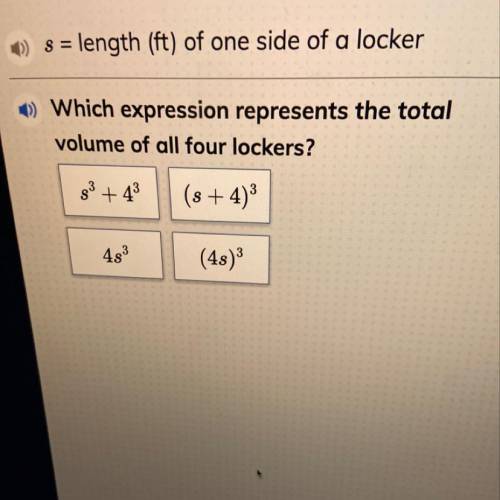 6) Which expression represents the total
volume of all four lockers?