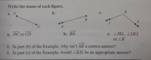1. In part (b) of the example, why isn't AB a correct answer? 2. In part (c) of the example, would