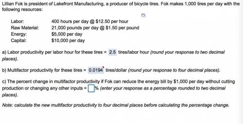 The percent change in multifactor productivity if Fok can reduce the energy bill by $1,000 per day