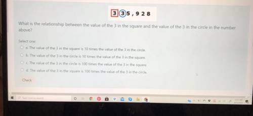 What is the relationship between the value of the 3 in the square and the value of the 3 in the cir
