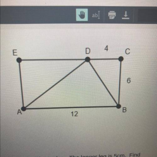 Given ABCE is a rectangle, find the length of AD
Help me