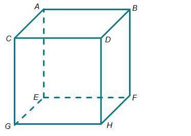 Which is a diagonal through the interior of the cube? A cube. The top face has points A, B, D, C. T