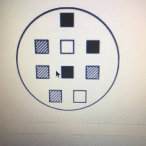 please help!! :( A larger circle contains white, striped, and black squares in the same ratio as th