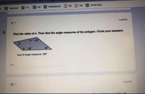 Find the value of x. Then find the angle measures of the polygon. Circle your answers.
