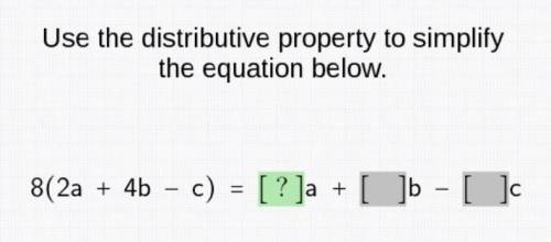 Use the distributive property to simplify the equation below.