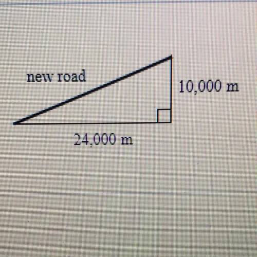 If construction costs are $160,000 per kilometer, find the cost of building the new road in the fig