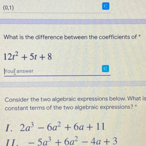 What is the difference between the coefficient of 12t2+5t+8