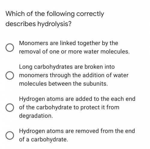 Which of the following correctly describes hydrolysis?