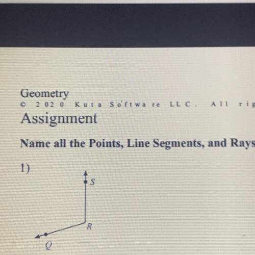 Name all rays ,point and line segment