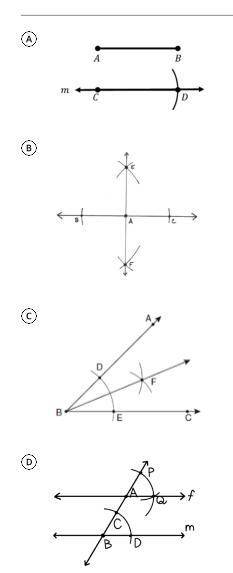 Which construction shows an illustration of parallel line segments through a given point