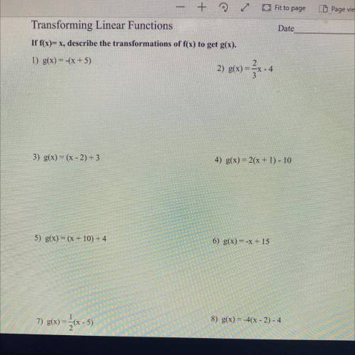 May I get some help transforming these linear functions? Thank you!