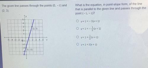 HELP ASAP Plz

The given line passes through points(0,-3) and (2,3). 
What is the equation in poin