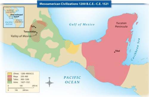 Look at the following map below. Which civilization was nonexistent in Pre-Aztec Mesoamerica?

a)T