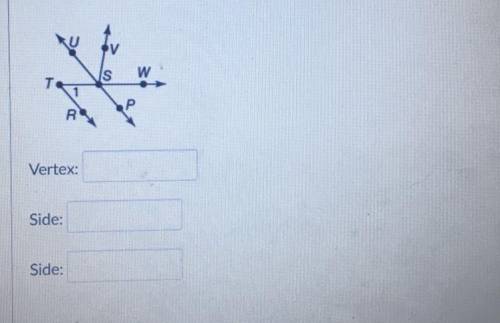 ‼️Please help me ASAP‼️ in the figure below name the vertex and the two sides of ∠VSW