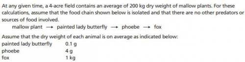 Assuming that 10% of the biomass, as measured in dry weight, is transferred from one trophic level
