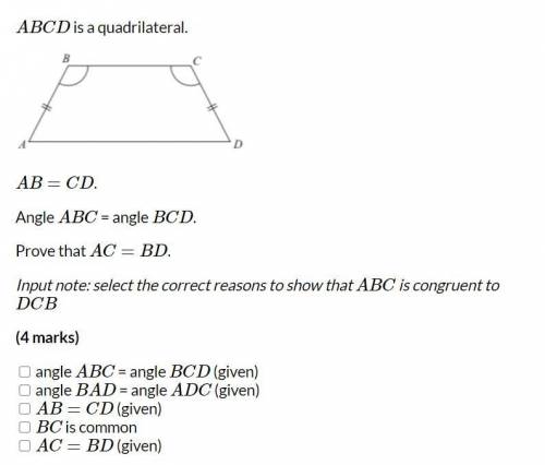 ABCD is a quadrilateral. 
AB=CD
Angle ABC = angle BCD
Prove that AC = BD