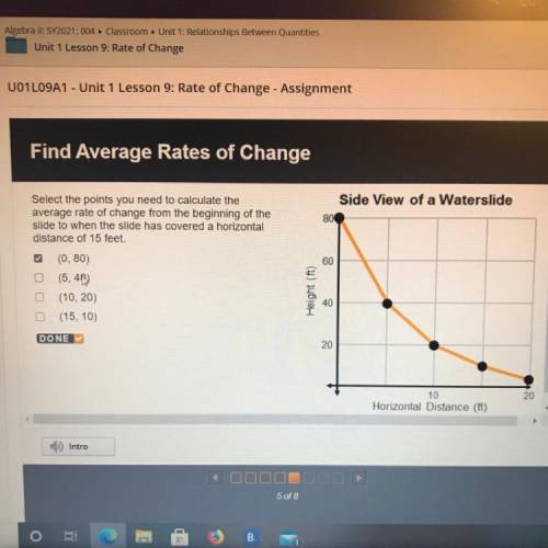 Select the points you need to calculate the

average rate of change from the beginning of the
slid