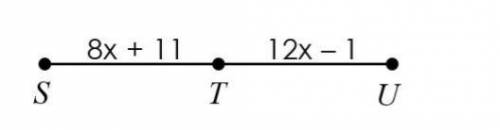 If T is the midpoint of SU, find x.