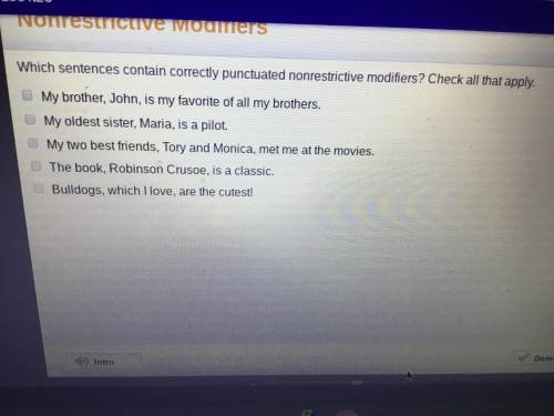 Which sentences contain correctly punctuated nonrestrictive modifiers