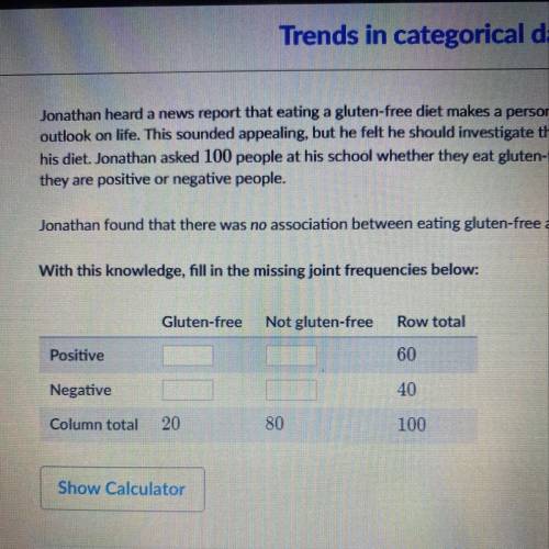 Jonathan heard a news report that eating a gluten-free diet makes a person more likely to have a po