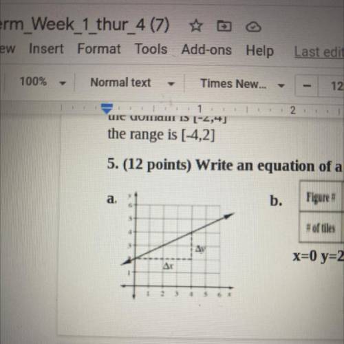 I need help writing a y=mx+ b equation for the graph
