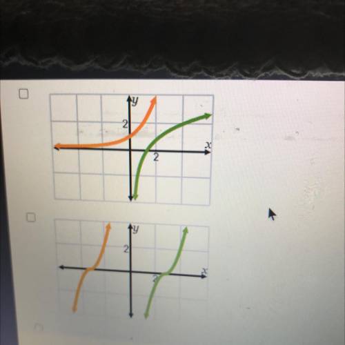 Select each graph that shows a function and its inverse.