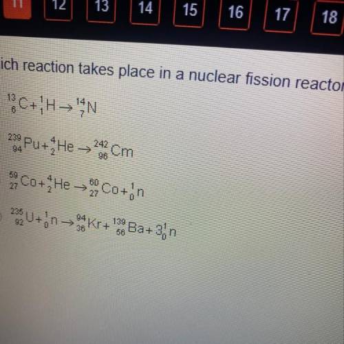 Which reaction takes place in a nuclear fission reactor?