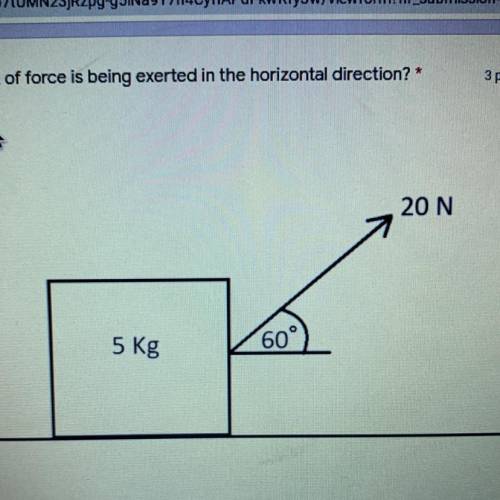 What amount of force is being exerted in the horizontal direction?