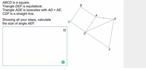 Properties of Special Triangles:Calculate the size of angle AEF
