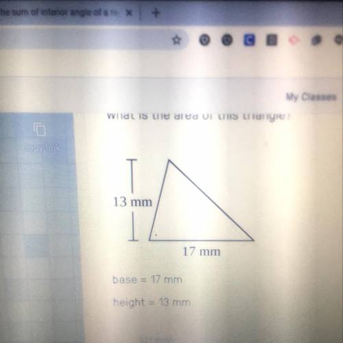 13 mm
17 mm
What would the area of the triangle