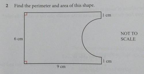 2Find the perimeter and area of this shape.1 cmNOT TOSCALE6 cm1 cm9 cm