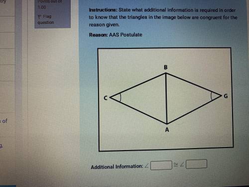 Instructions : state what additional information is required in order to know that the triangles in