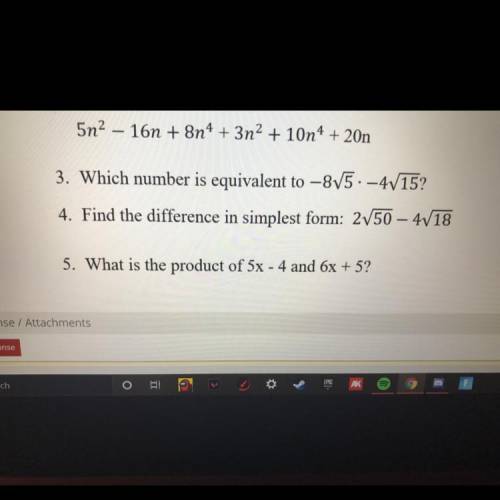 I need help on questions 3, 4, & 5
